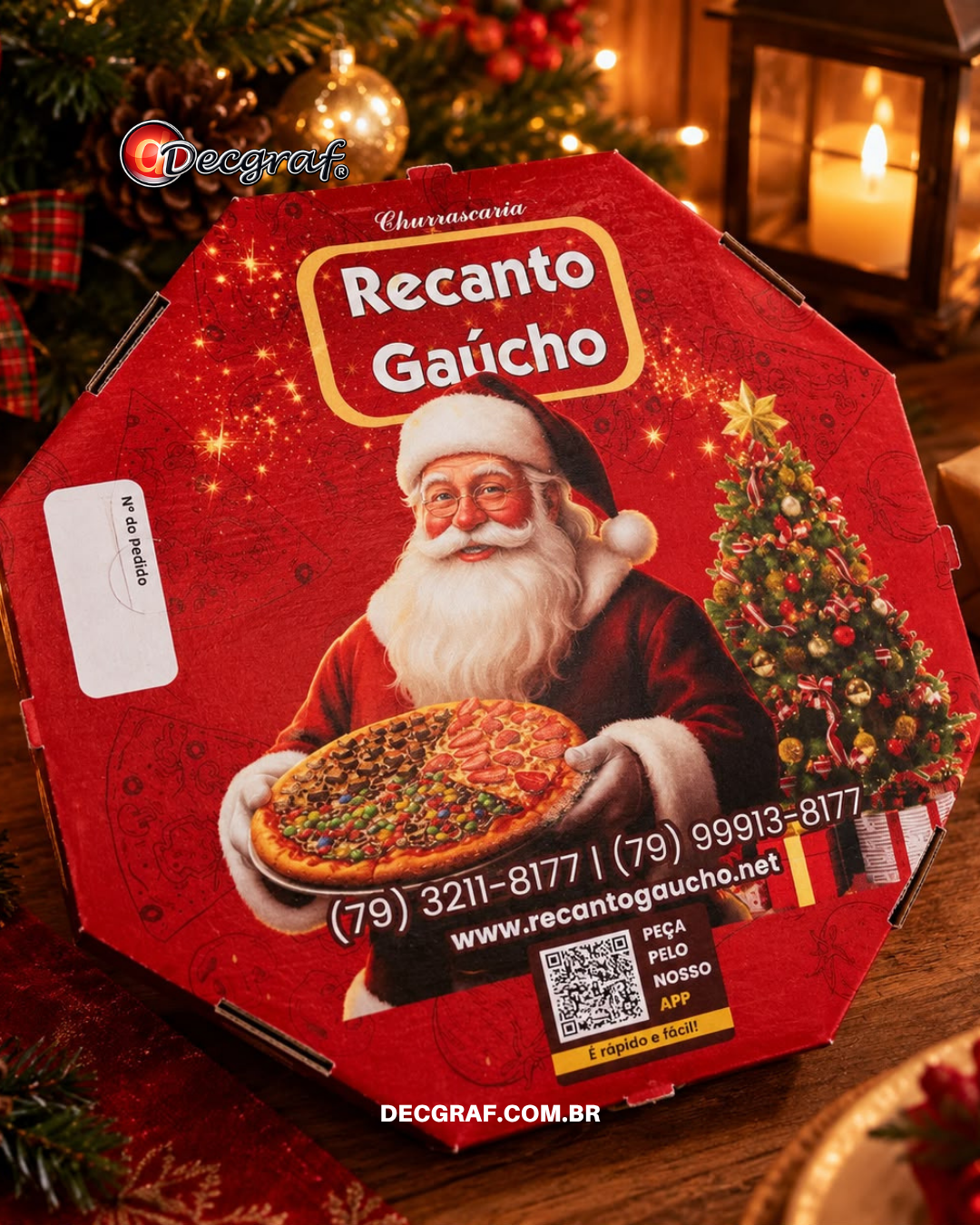 Caixa de Pizza Natal, Embalagem de Pizza de Natal, Decgraf